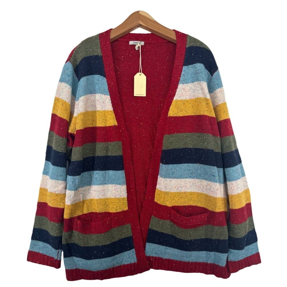 Jodifl Womens Cardigan Sz S NEW w/Tags Rainbow Striped Sprinkles Longline Modern
